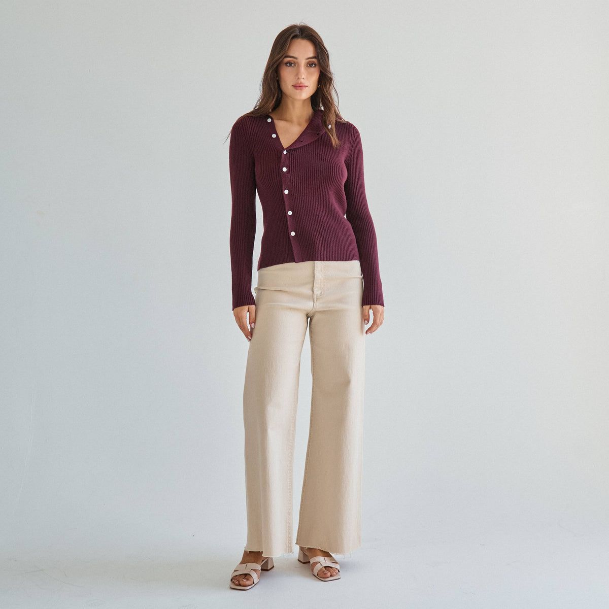 Asymmetrical button sweater