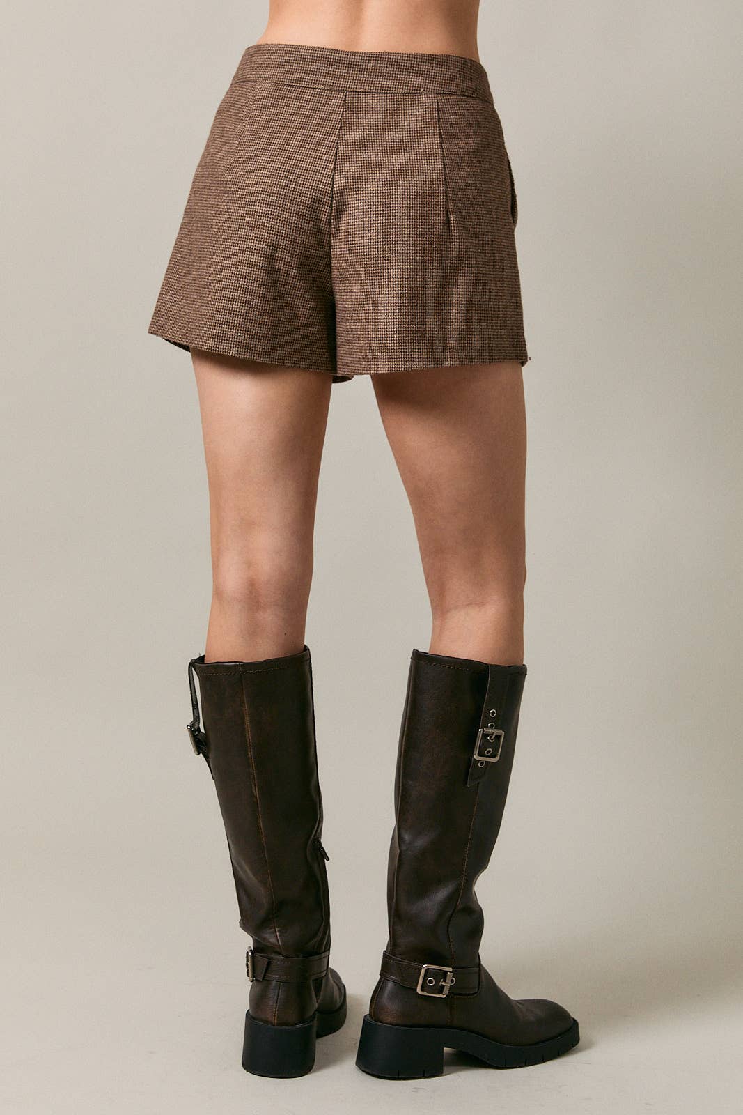 HOUNDSTOOTH MID-RISE SHORTS
