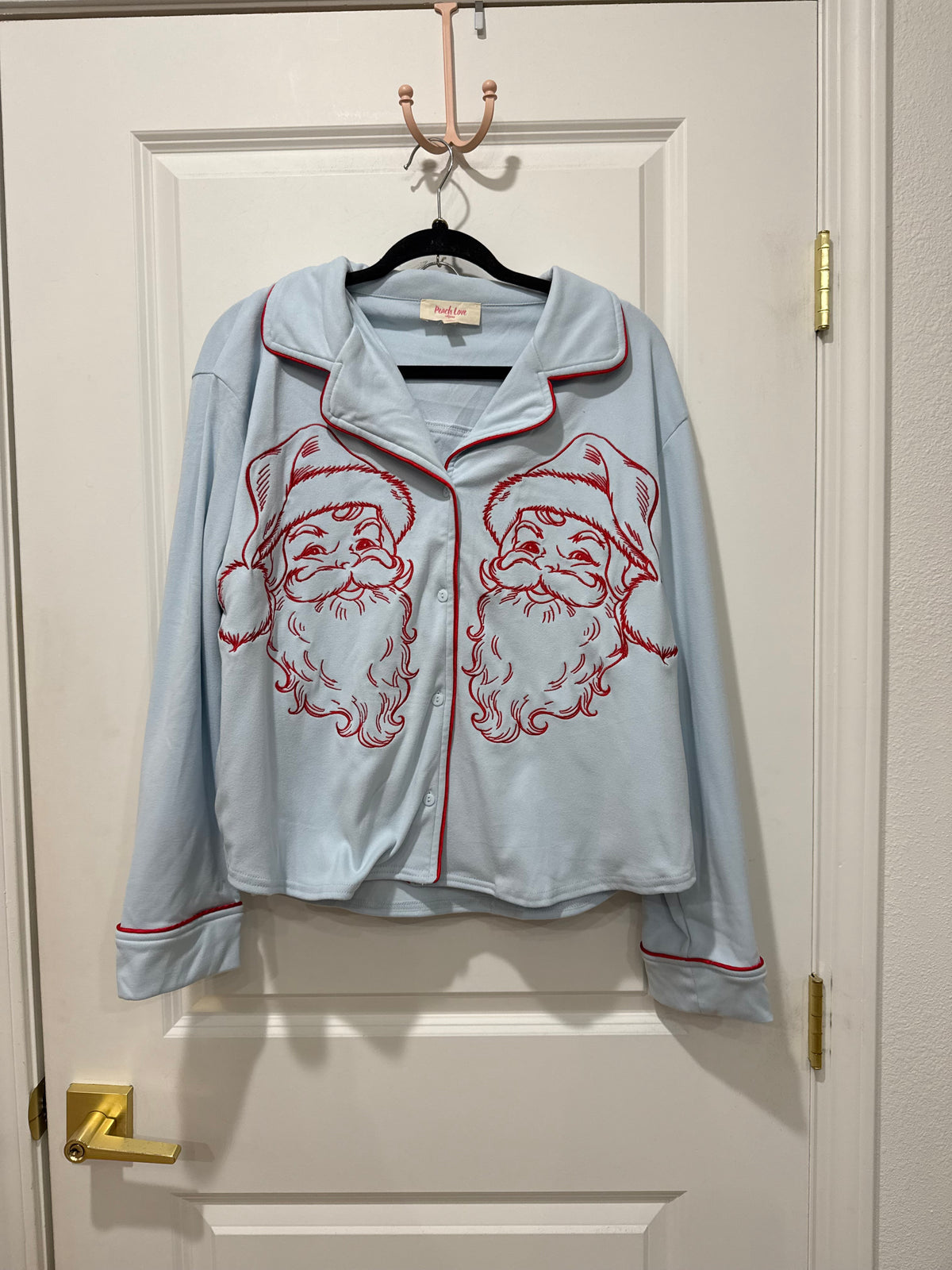Blue/red Santa pj set