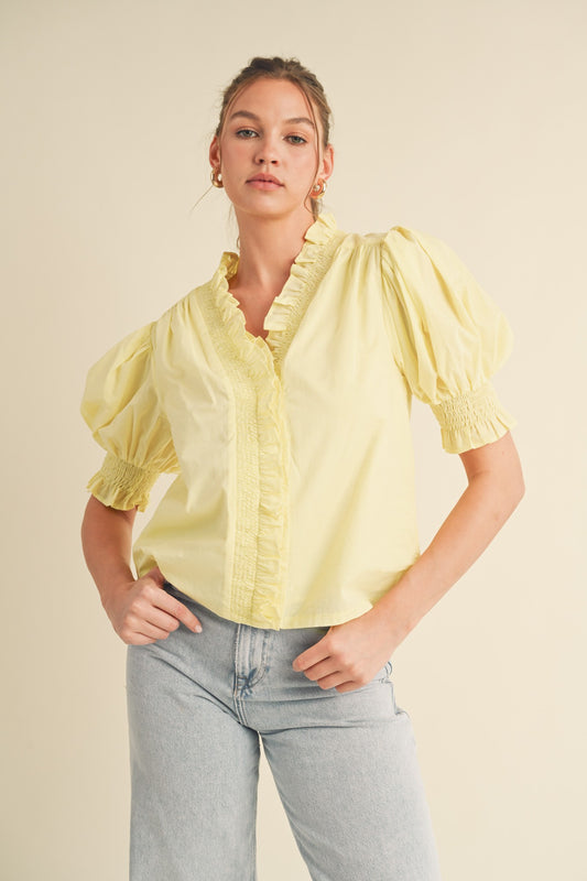 Olli Smocked ruffle trim top ( 2 colors)