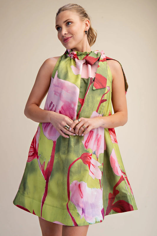 Ruffle neck lime mini