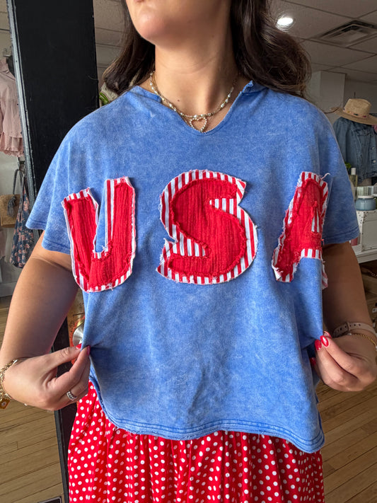 Anne Washed Top - blue (USA)