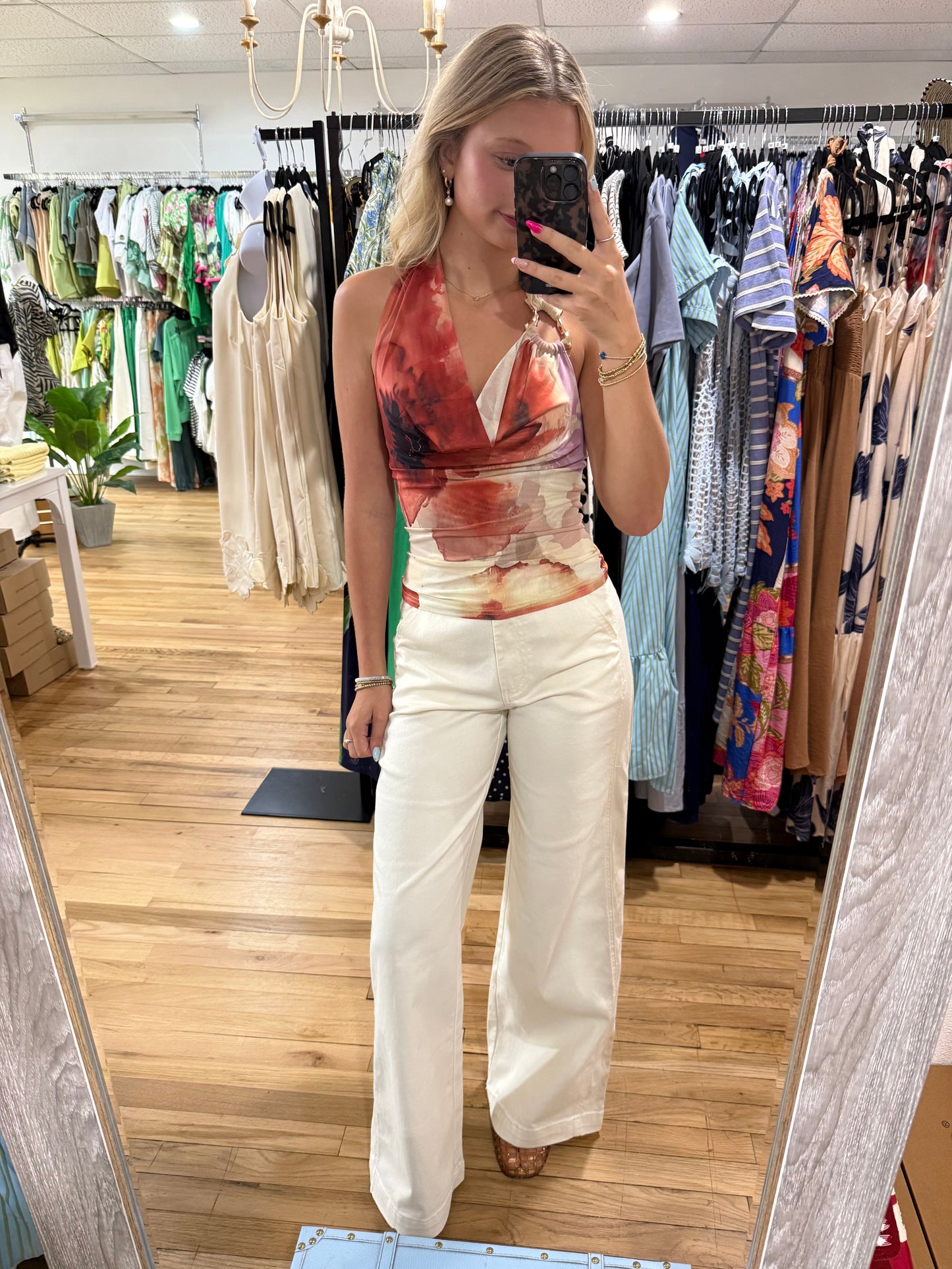 rust halter mini crop top