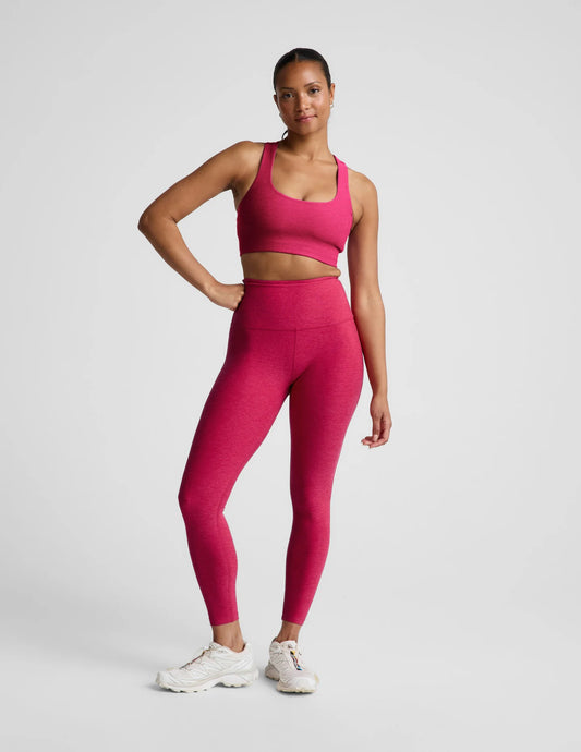 spacedye legging caught in the midi HW legging Berry red heather BEYOND YOGA