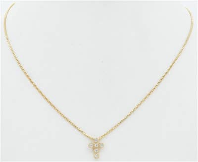 Gold CZ Cross on Snake Chain 16"-18" Necklace ONH3959