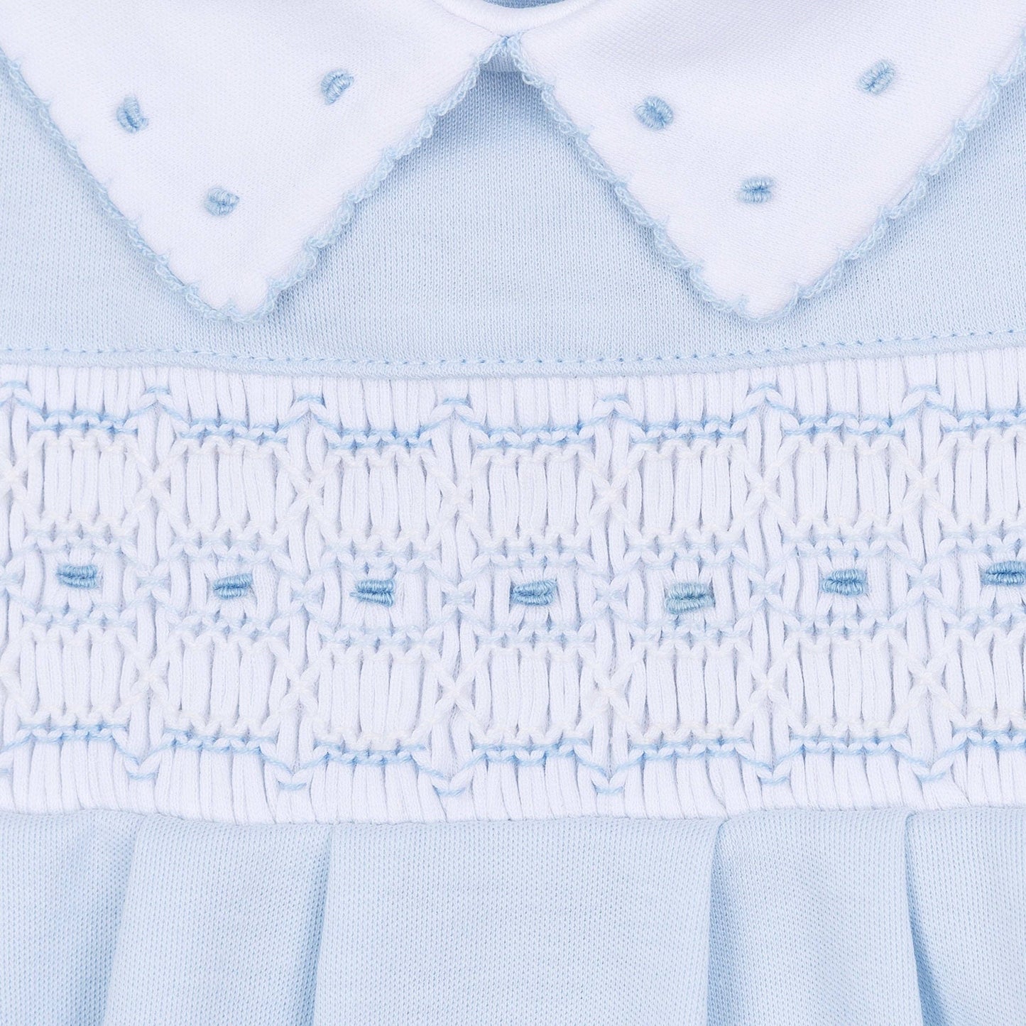 Landry Smocked Bubble - Light Blue