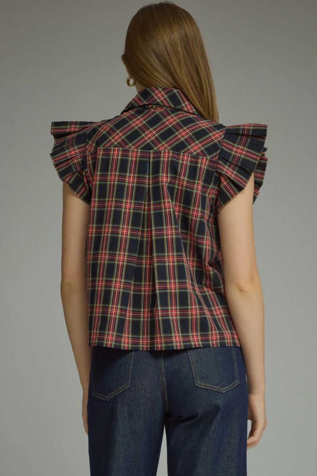 Karissa ruffle plaid top