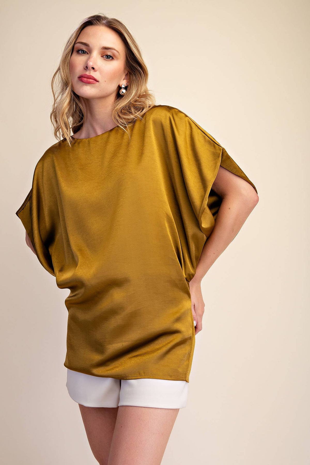 Drop Shoulder Flowy Wide Sleeve Oversized Top