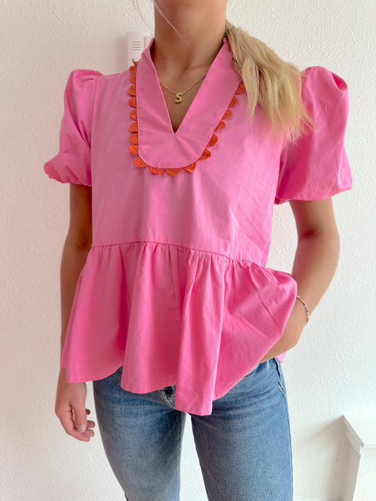 Pink Scallop Edge top