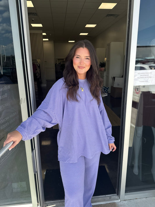 fleece striped oversized top (multiple colors)