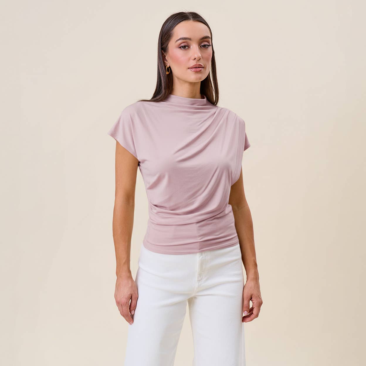 Draped jersey top