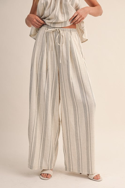 linen striped top and pants set
