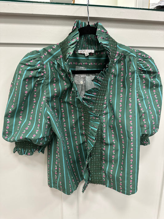 Floral ditzy stripe ruffle top by KARLIE