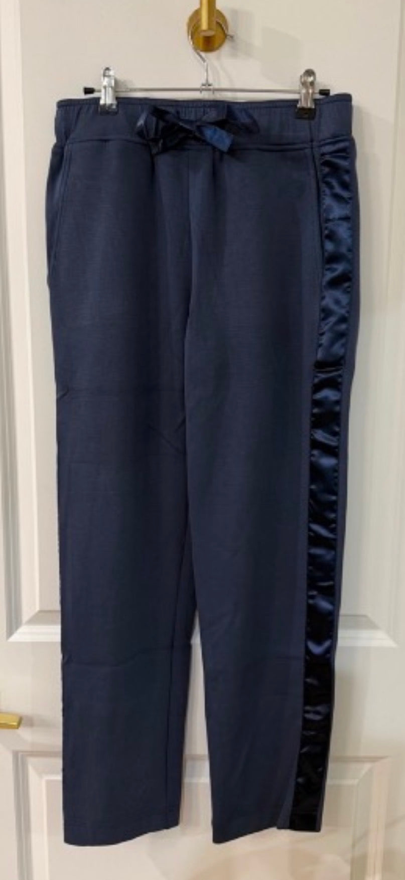 Navy Satin Trim pant set