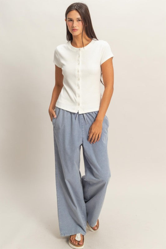 cotton button tee (2 colors)