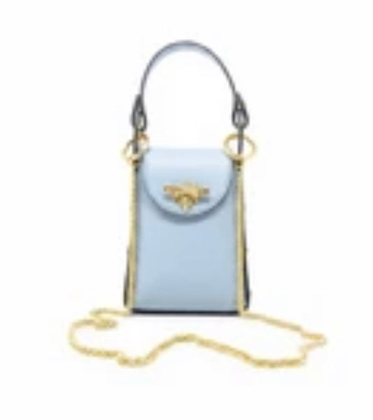 BABY BLUE BUMBLE BEE CROSSBODY CLUTCH