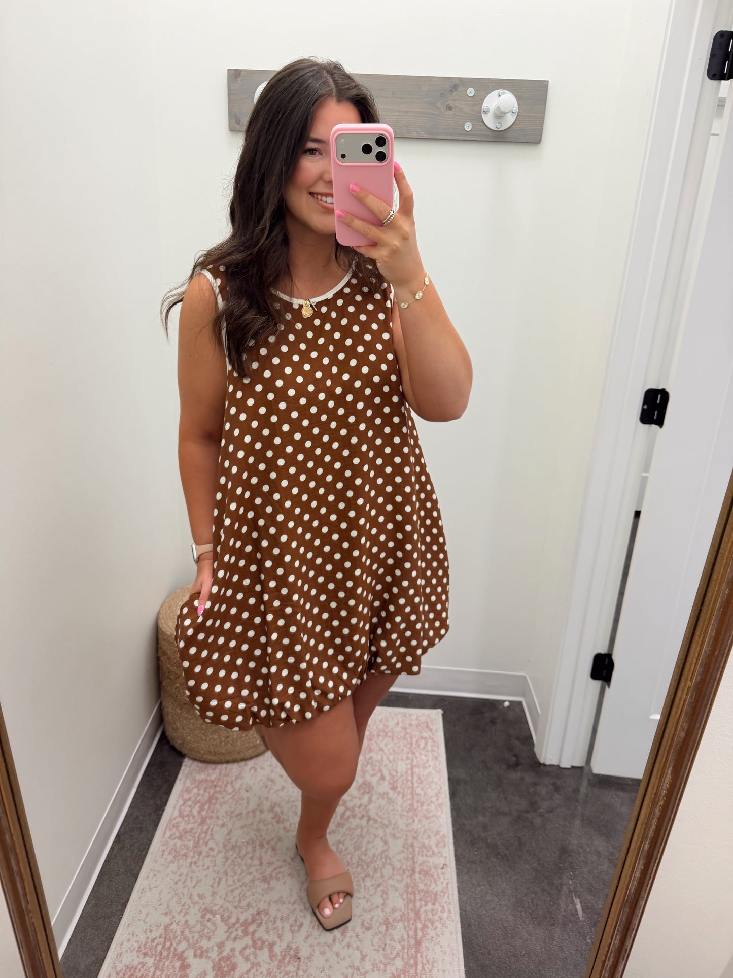 Brown polka dot bubble dress