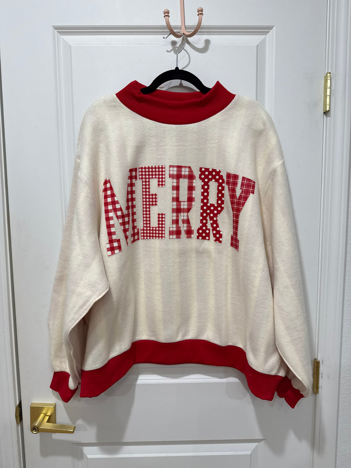 Merry reversible stripe mock neck sweatshirt