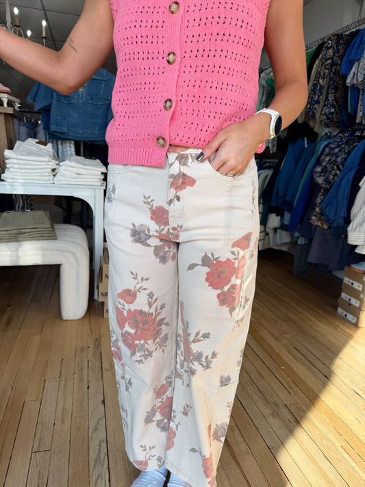 floral stretch twill pant