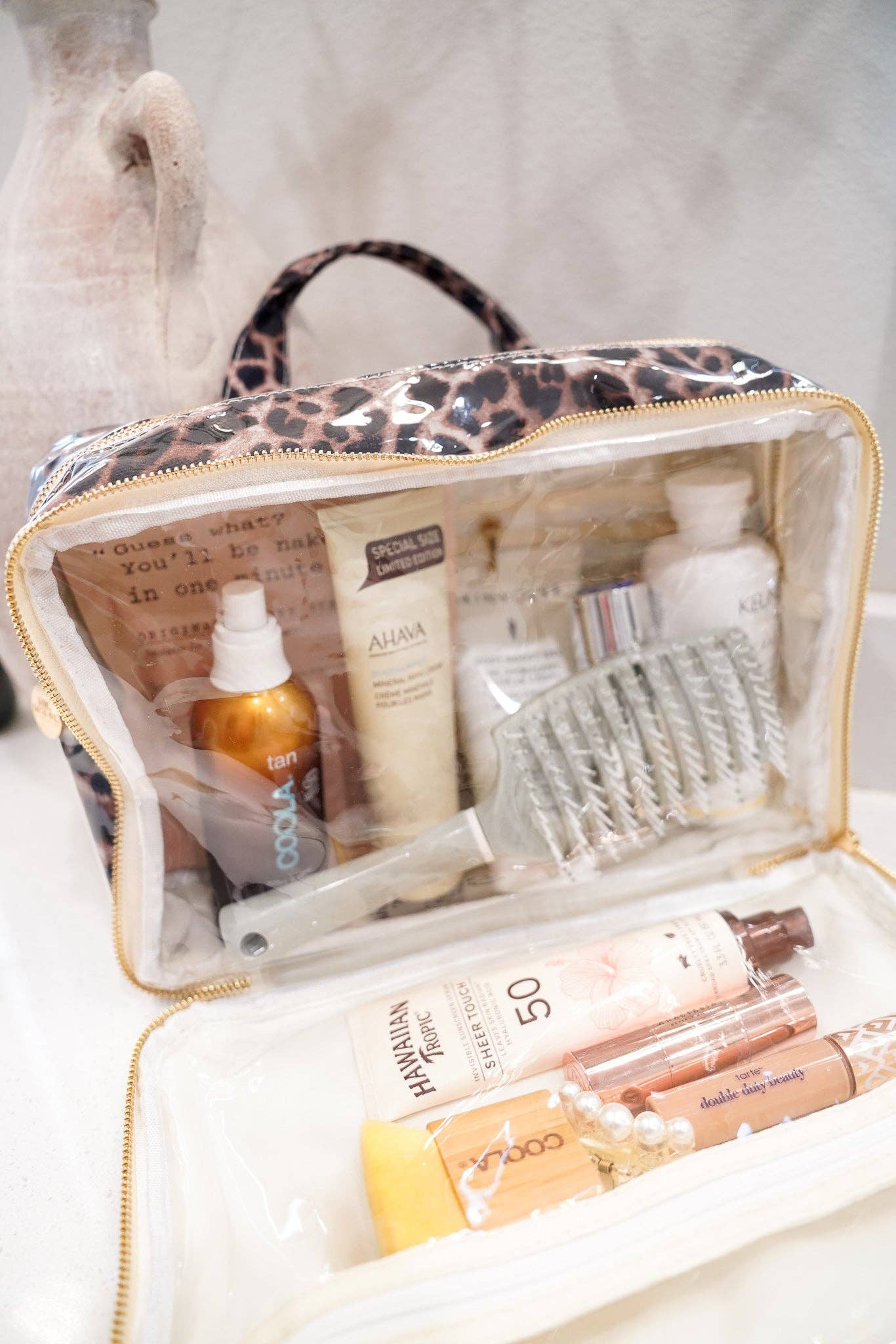 Leopard - Clear Coat Toiletry Case
