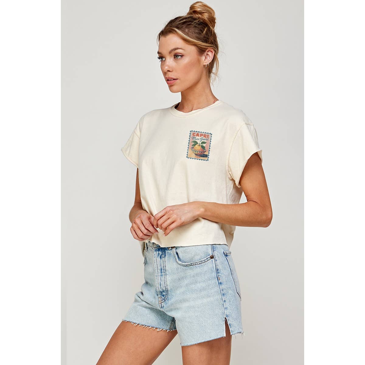 CAPRI ITALY VINTAGE  GRAPHIC  VINTAGE GRAPHIC CROP TOP