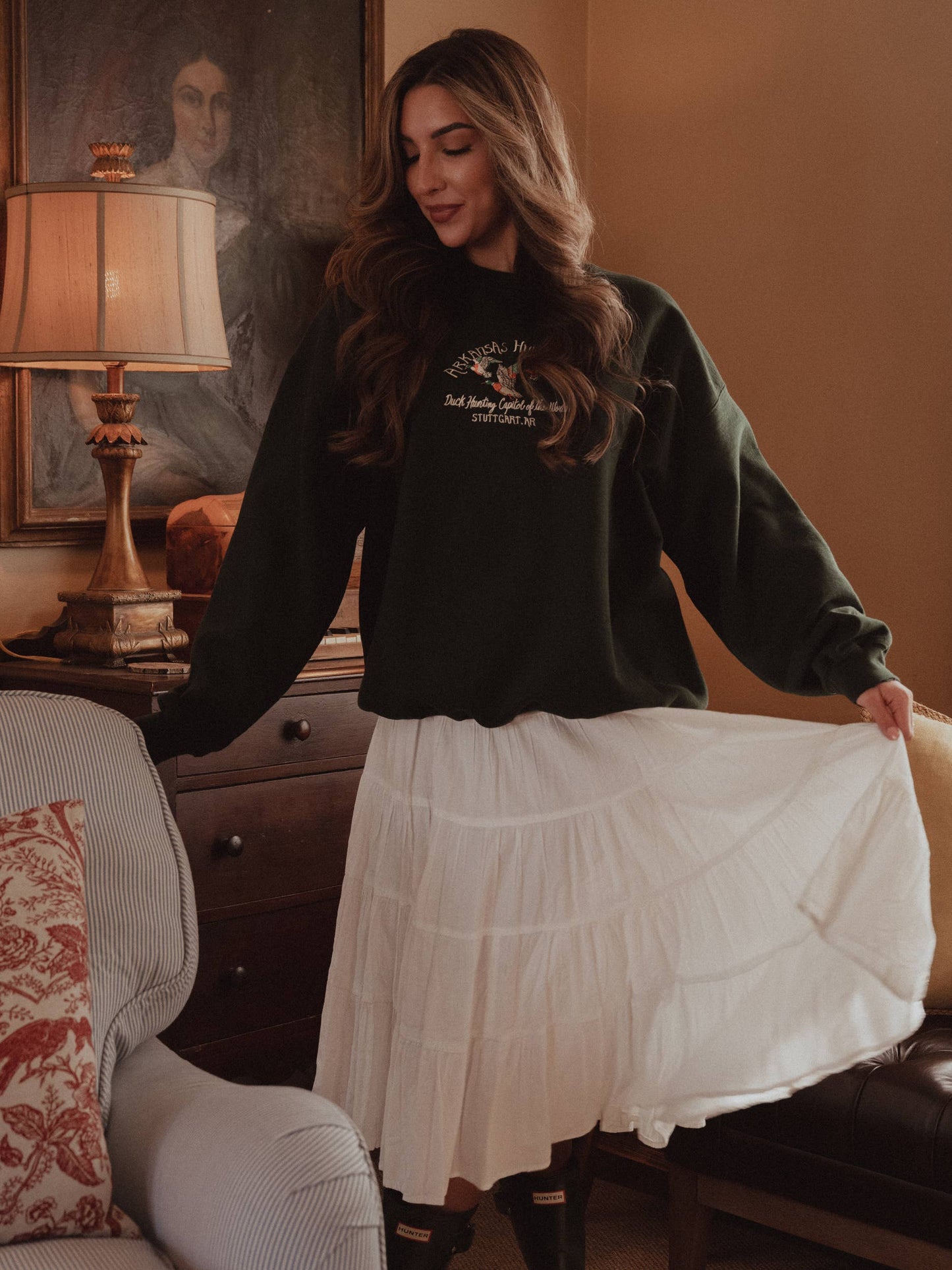 Arkansas Hunt Club Forest Green Emb. Thrifted Sweatshirt