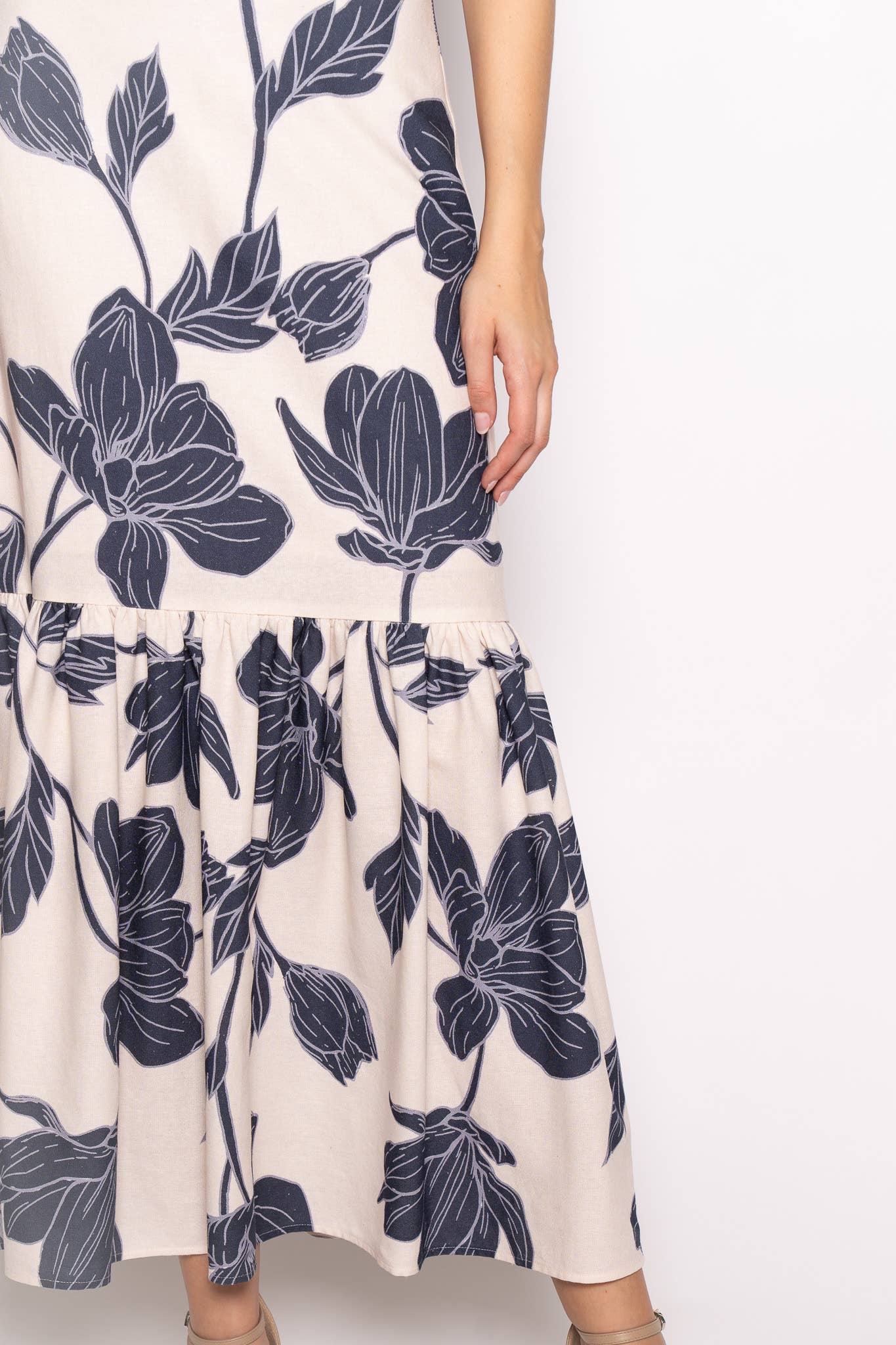 FLORAL BEAD HALTER MAXI DRESS