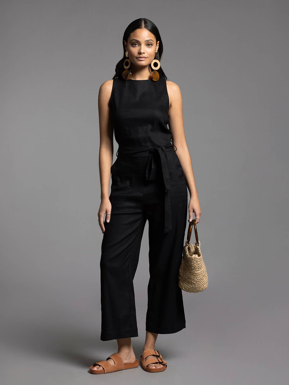Tie Waist Sleeveless Jumpsuit - UPTOWN JUMPSUIT