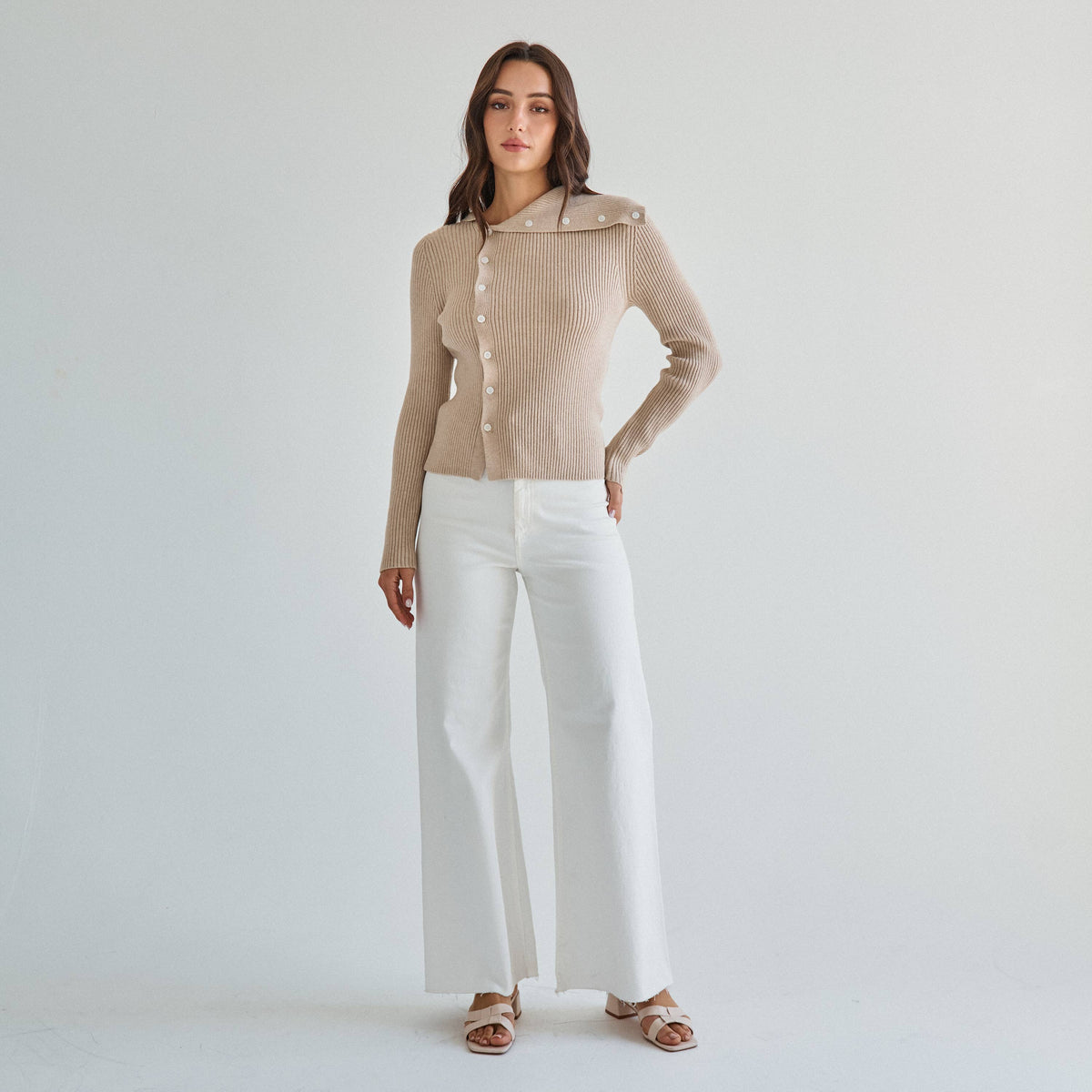 Asymmetrical button sweater