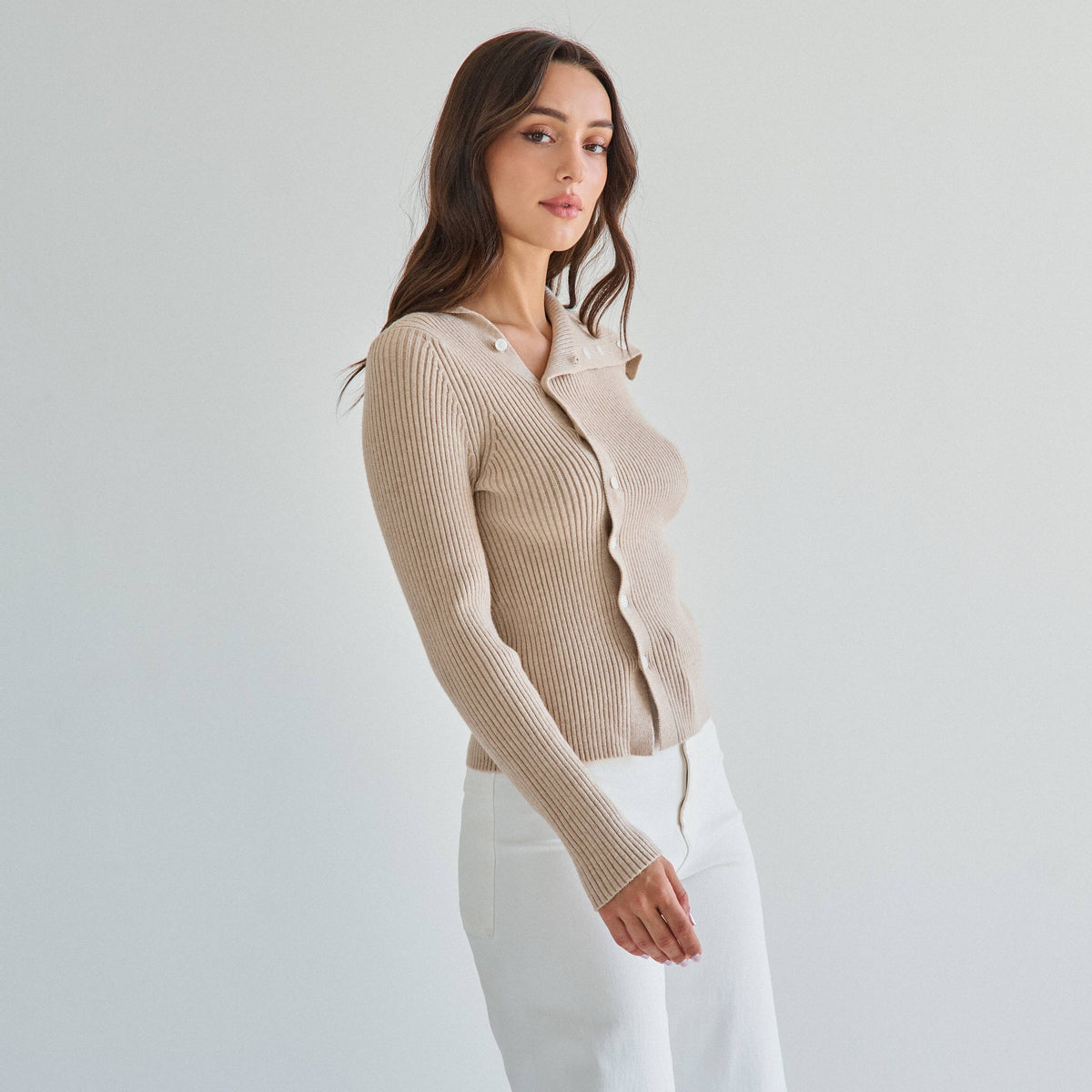 Asymmetrical button sweater