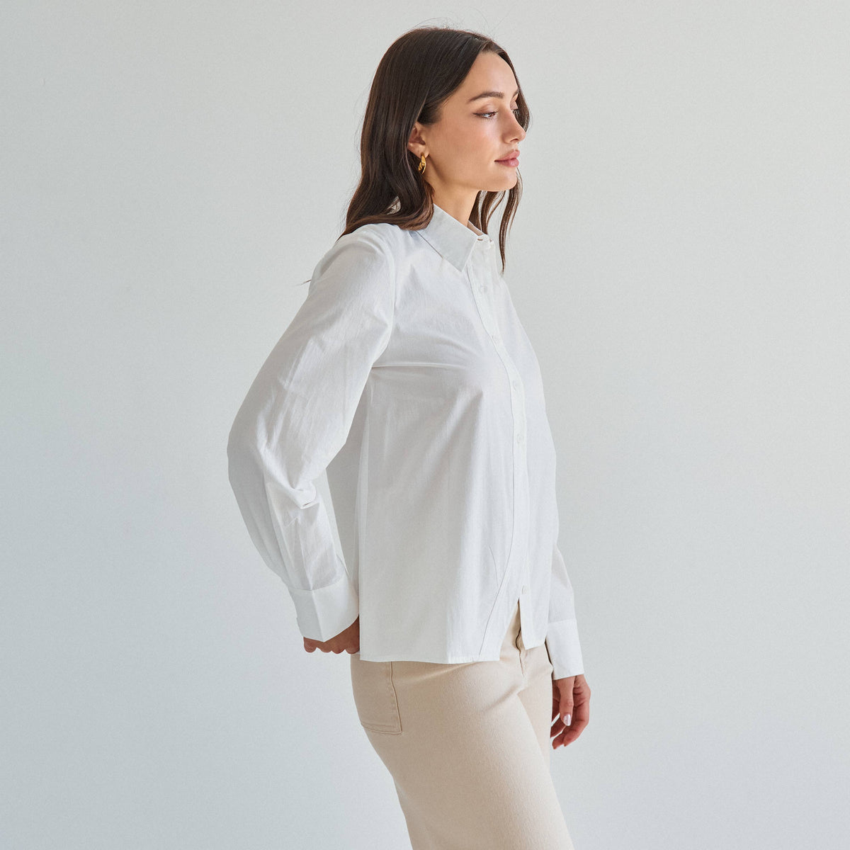 Split front button down shirt