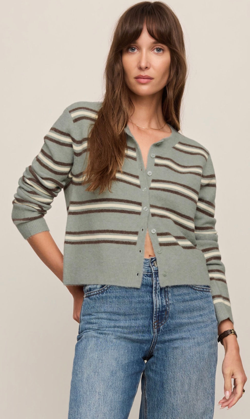 Medina stripe cardigan aqua cloud - Z Supply