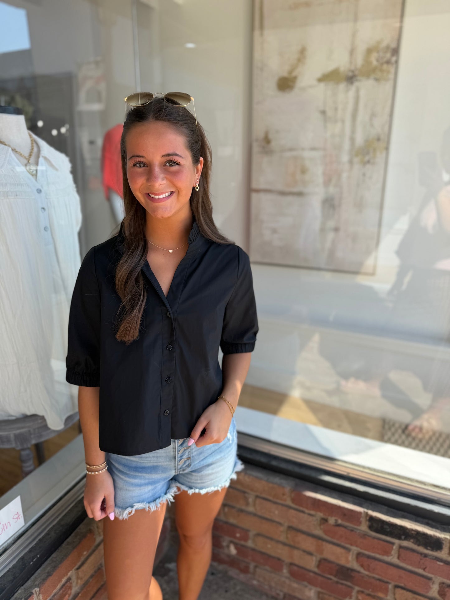 short sleeve vneck top (2 colors)