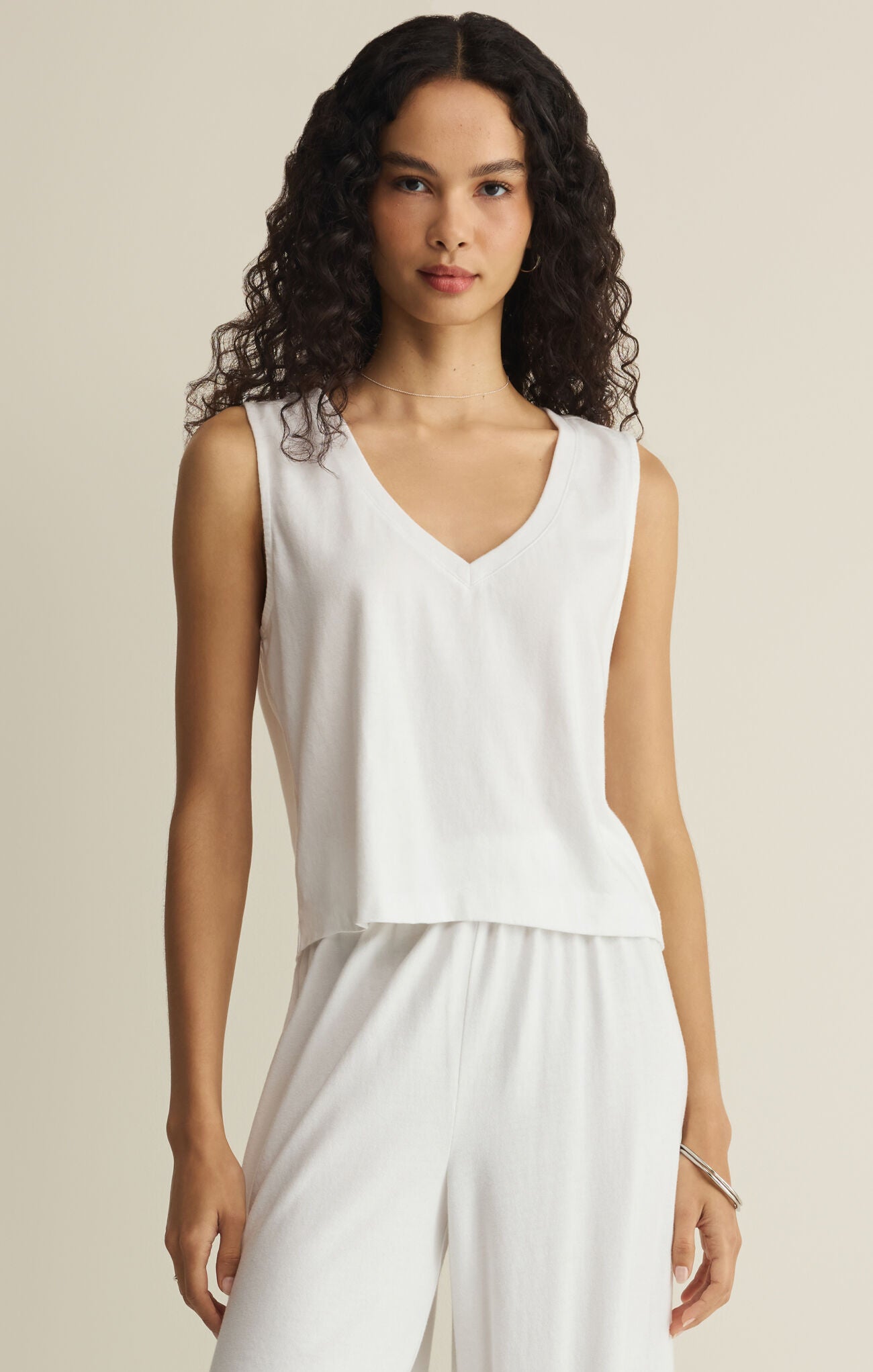 Sloane V-Neck Top White  - Z Supply