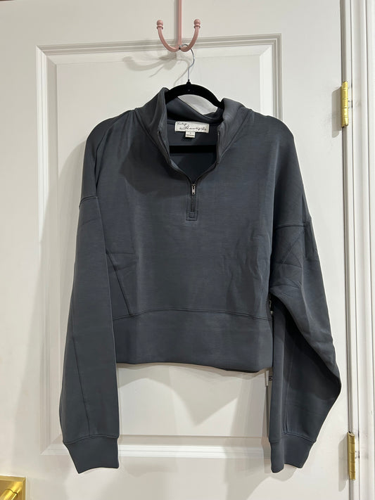 Graphite Luxe quarter zip- vintage Havana