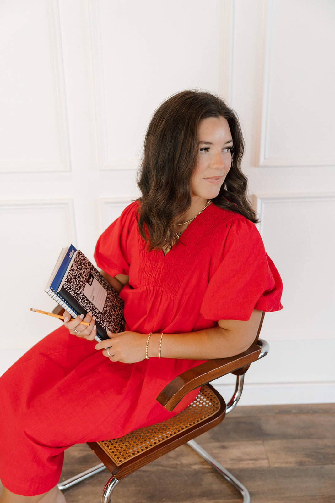 Red textured midi dress