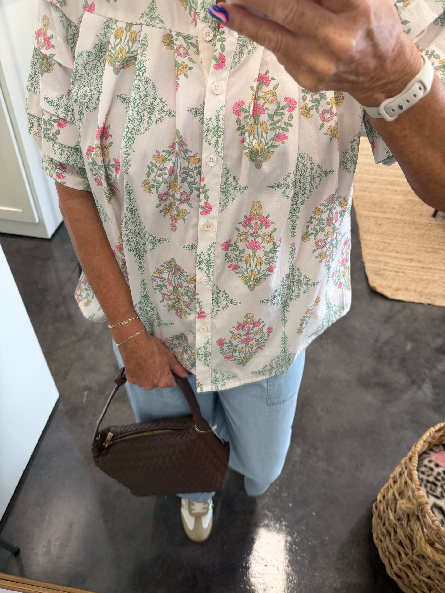 Vintage Floral Pleat SIv  - Karlie