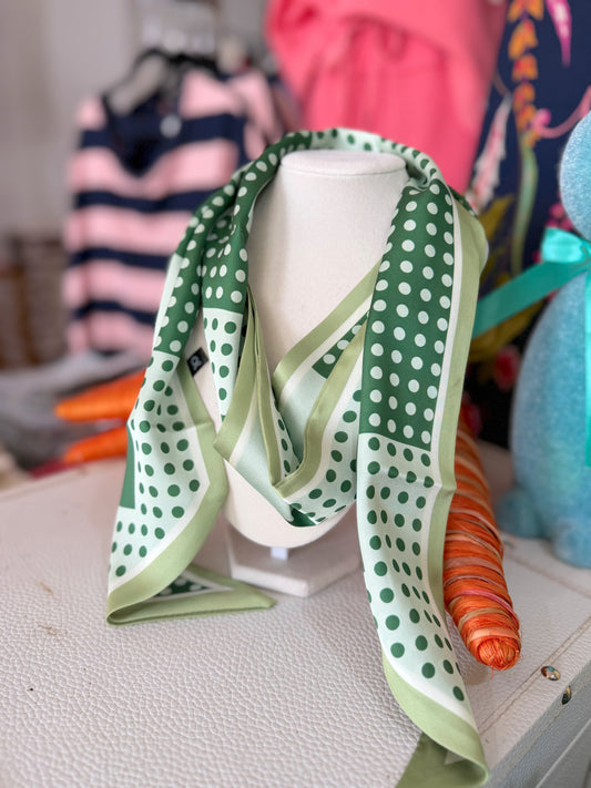 Green dot twilly scarf