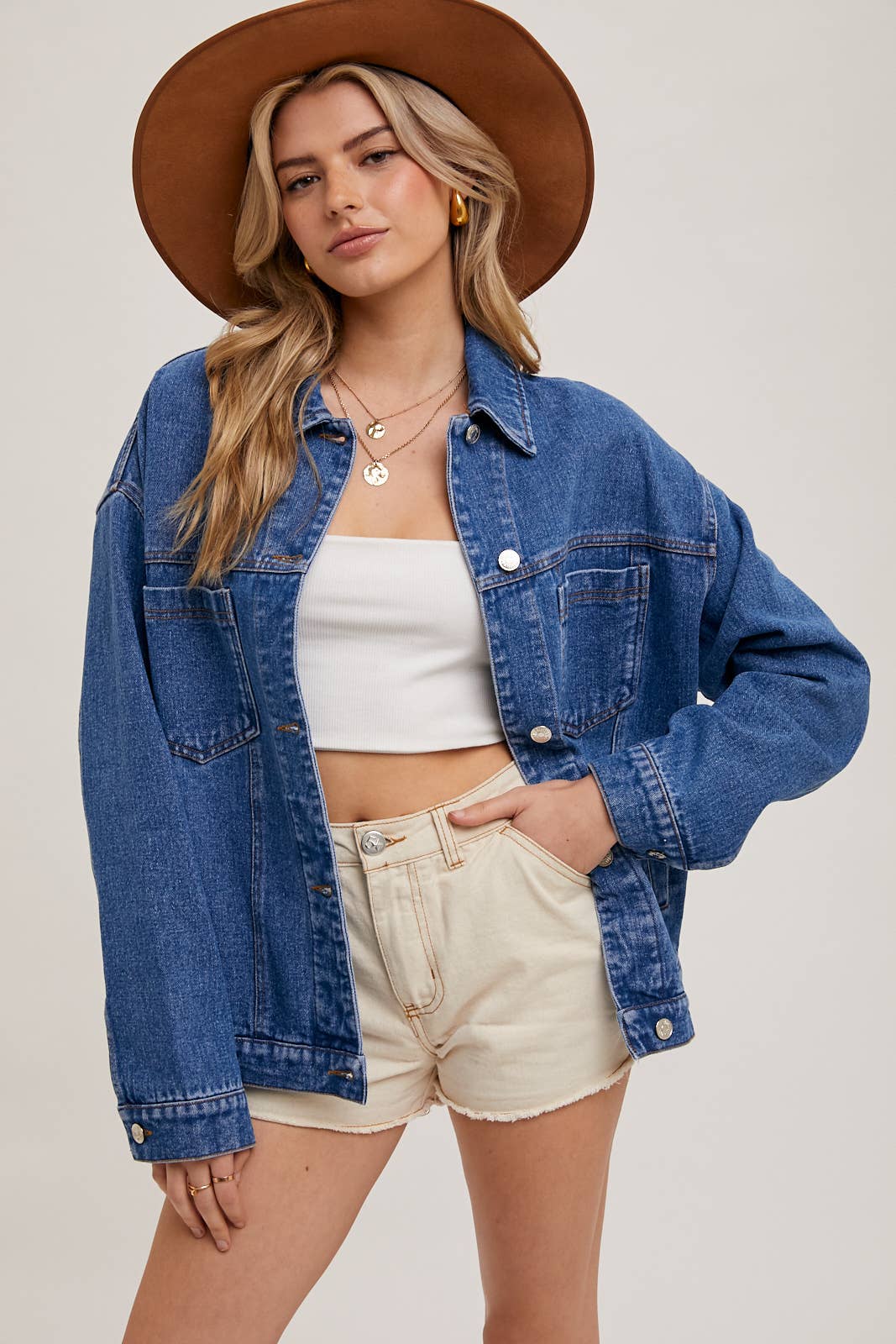 DENIM BUTTON DOWN OVERSIZED JACKET