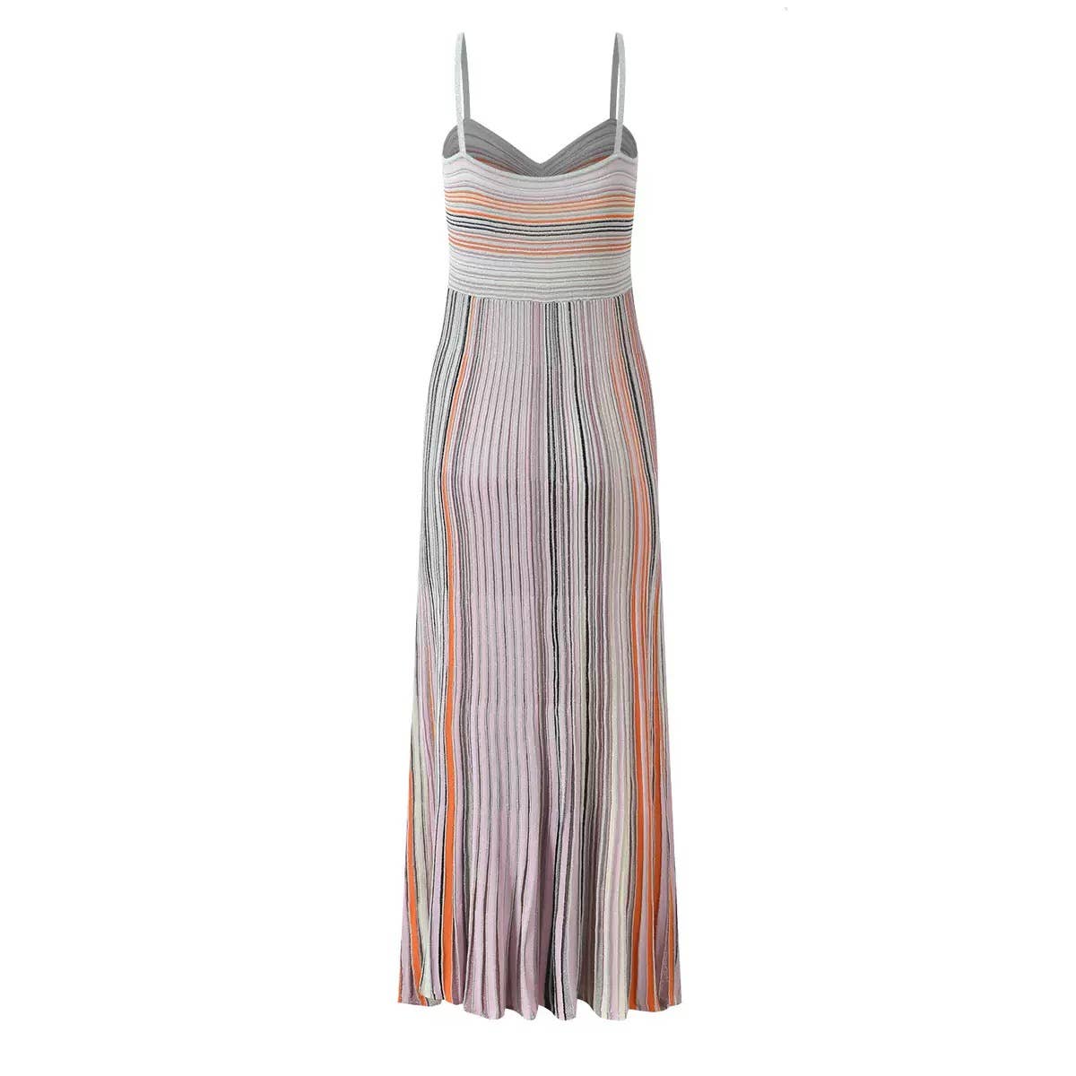 DR612 Summer Retro Knitted Dress with Striped Contrast