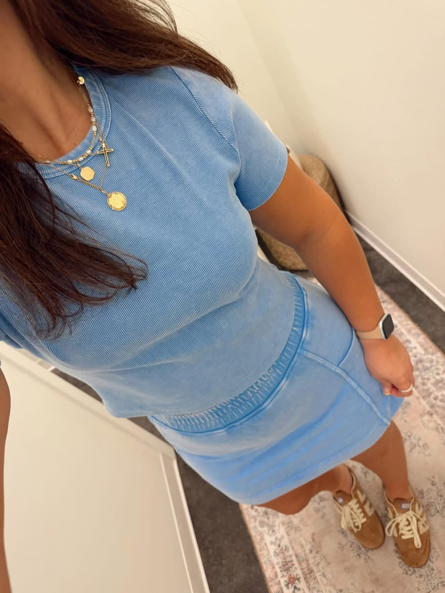 french terry ribbed skort set (4 colors)