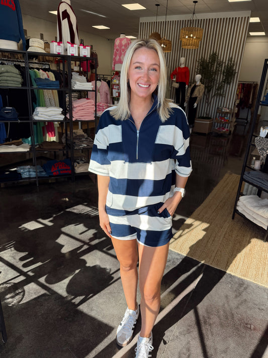 Cotton stripe short set (2 colors)