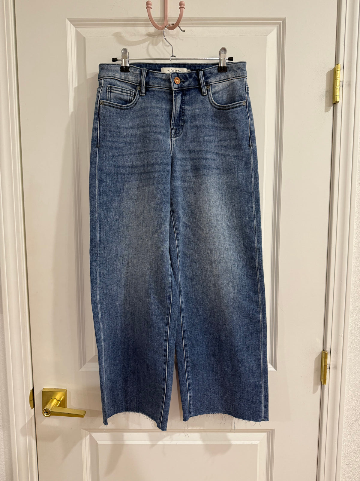 Medium Wash Mid Rise Petite Dad Jean (Logan)- Hidden