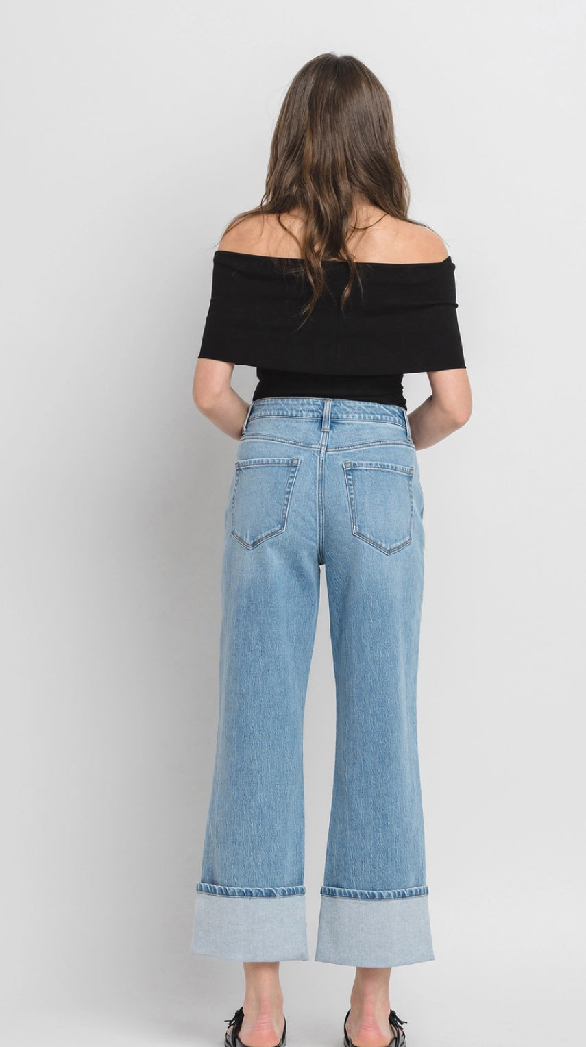Super High Rise Cuffed Baggy Straight Jeans - Enrapture