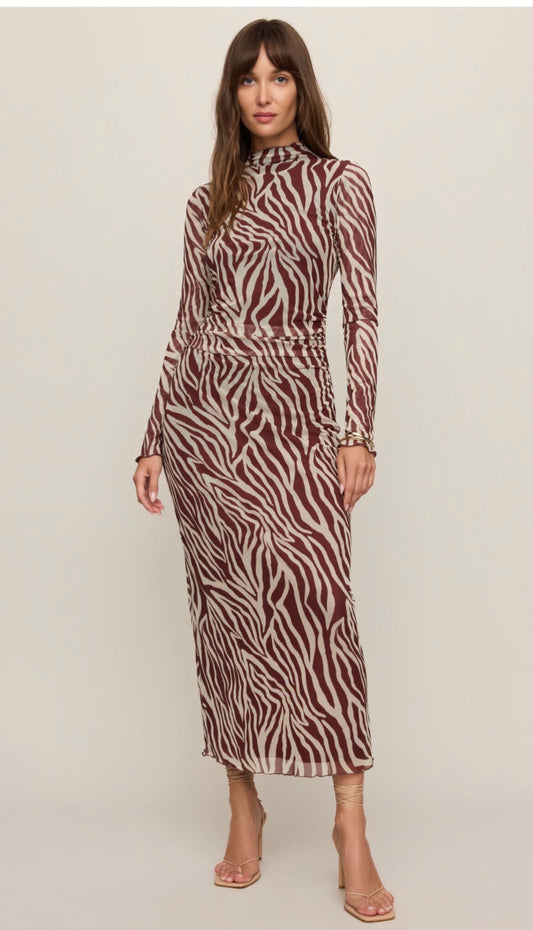 Sevilla zebra mesh midi dress velvet rouge - Z Supply