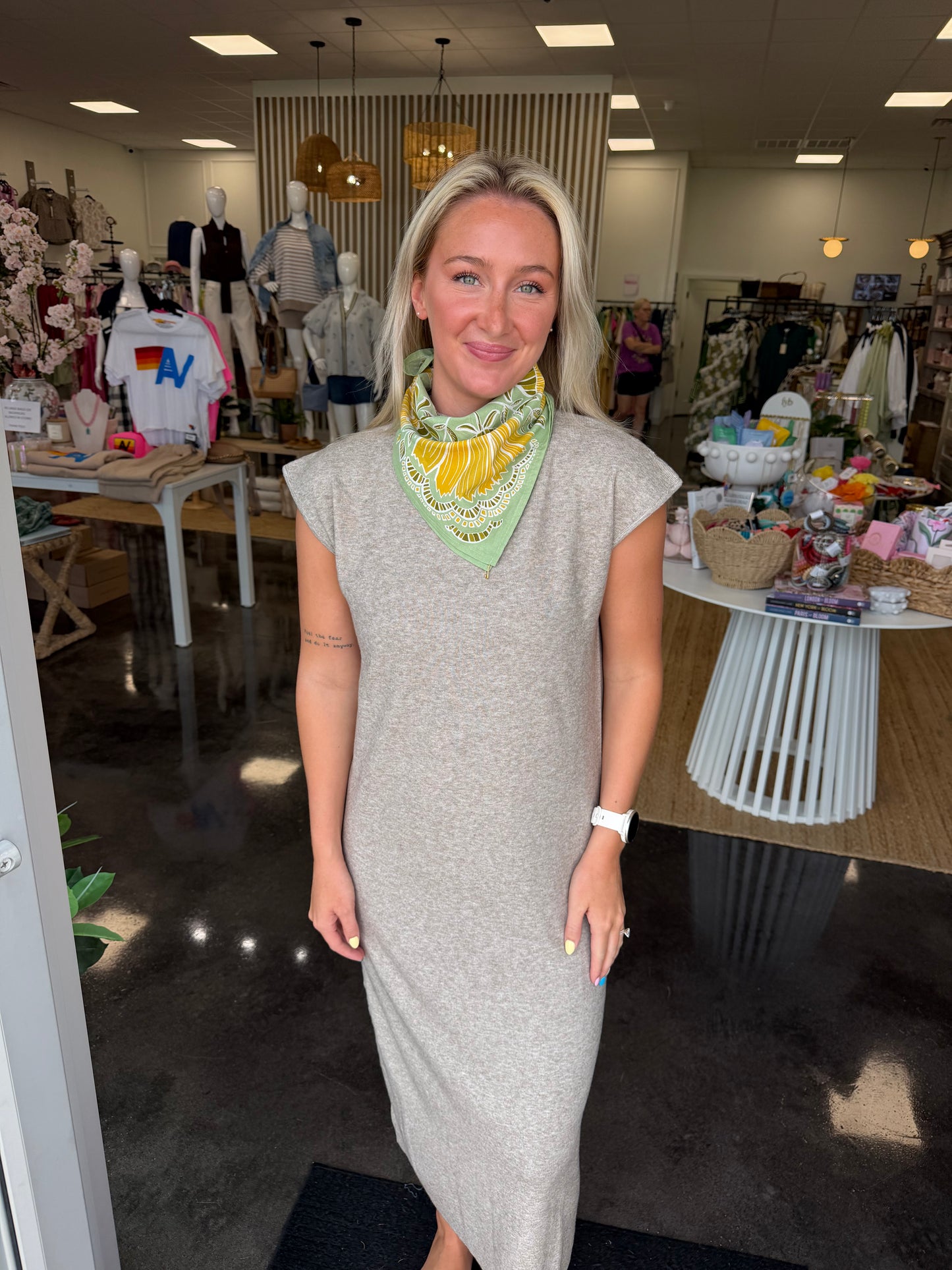 mock neck cap sleeve Dress