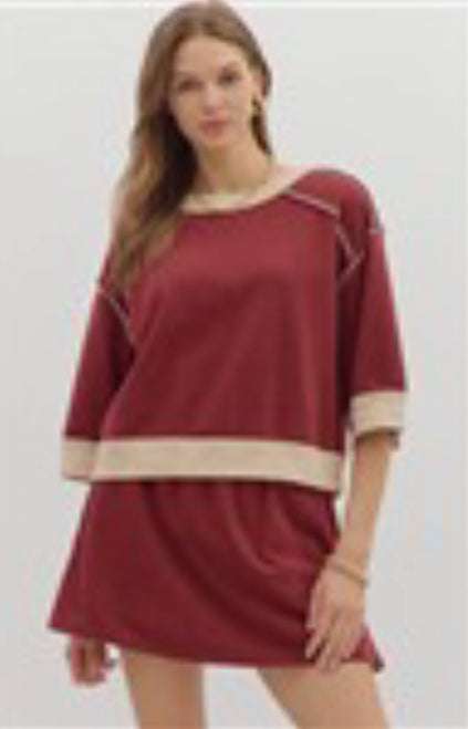 Burgundy Sally skirt set