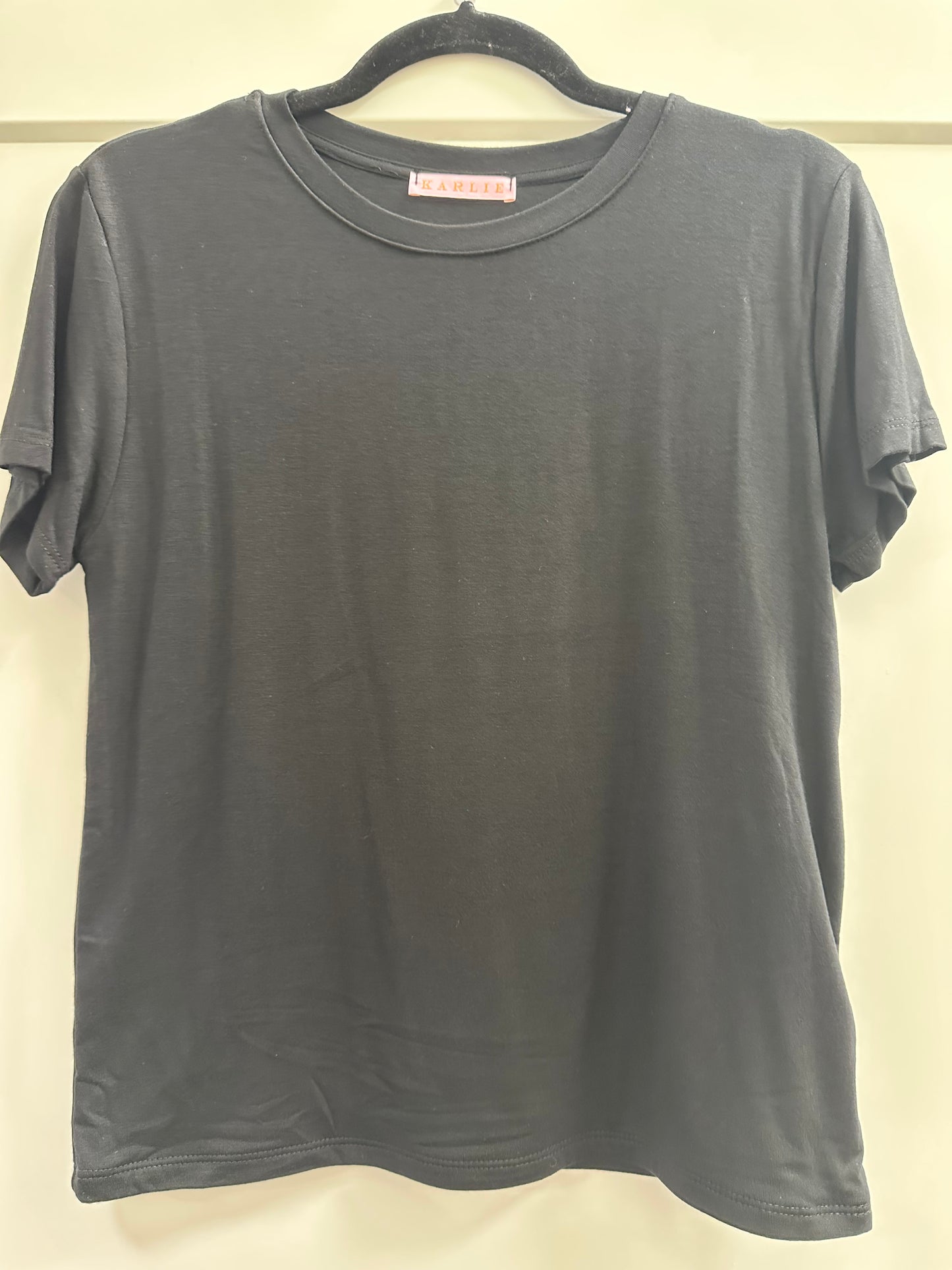 SOLID DOUBLE LAYER CREW TEE black - Karlie