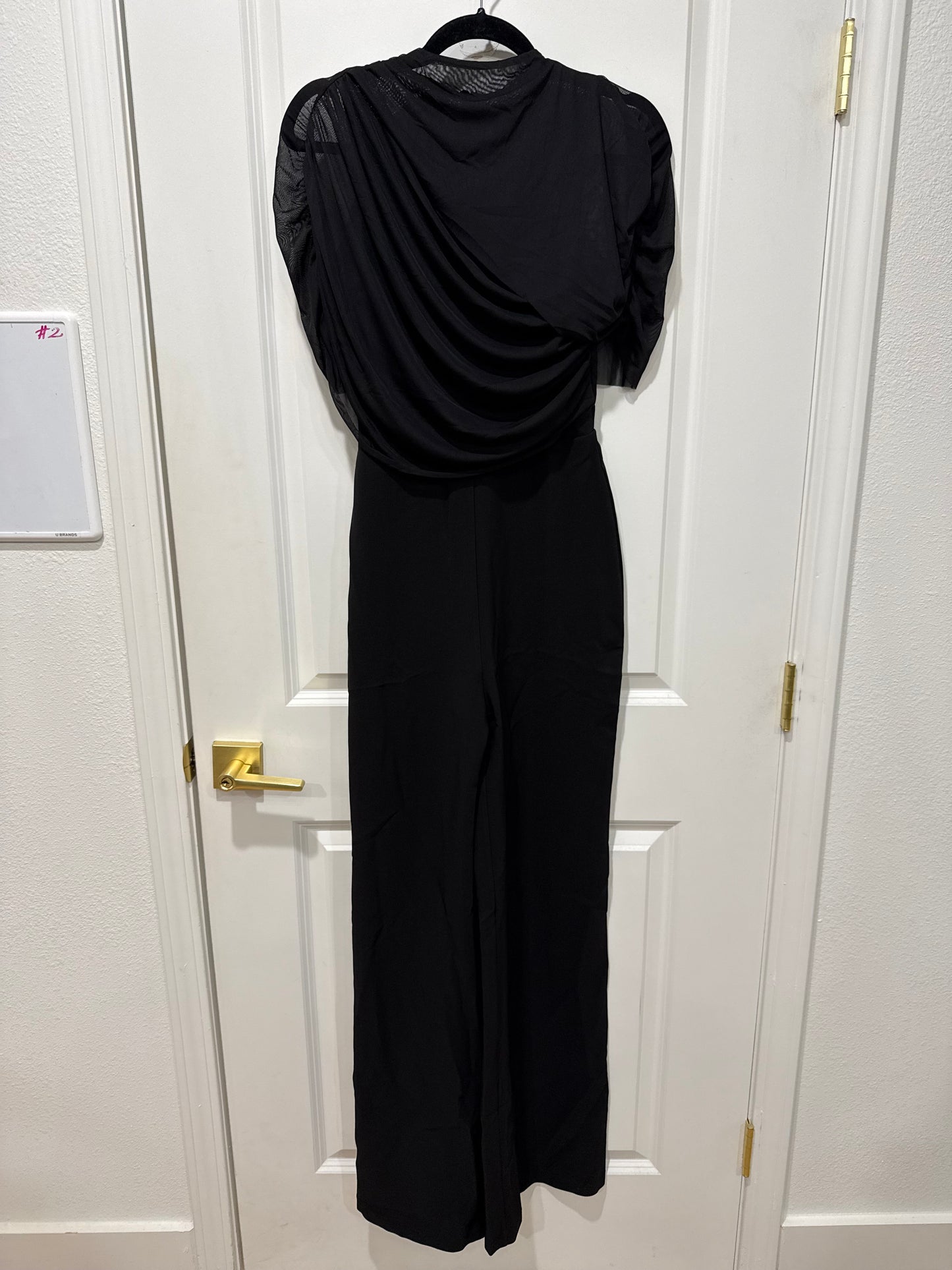 ASYMMETRIC CAPE JUMPSUIT