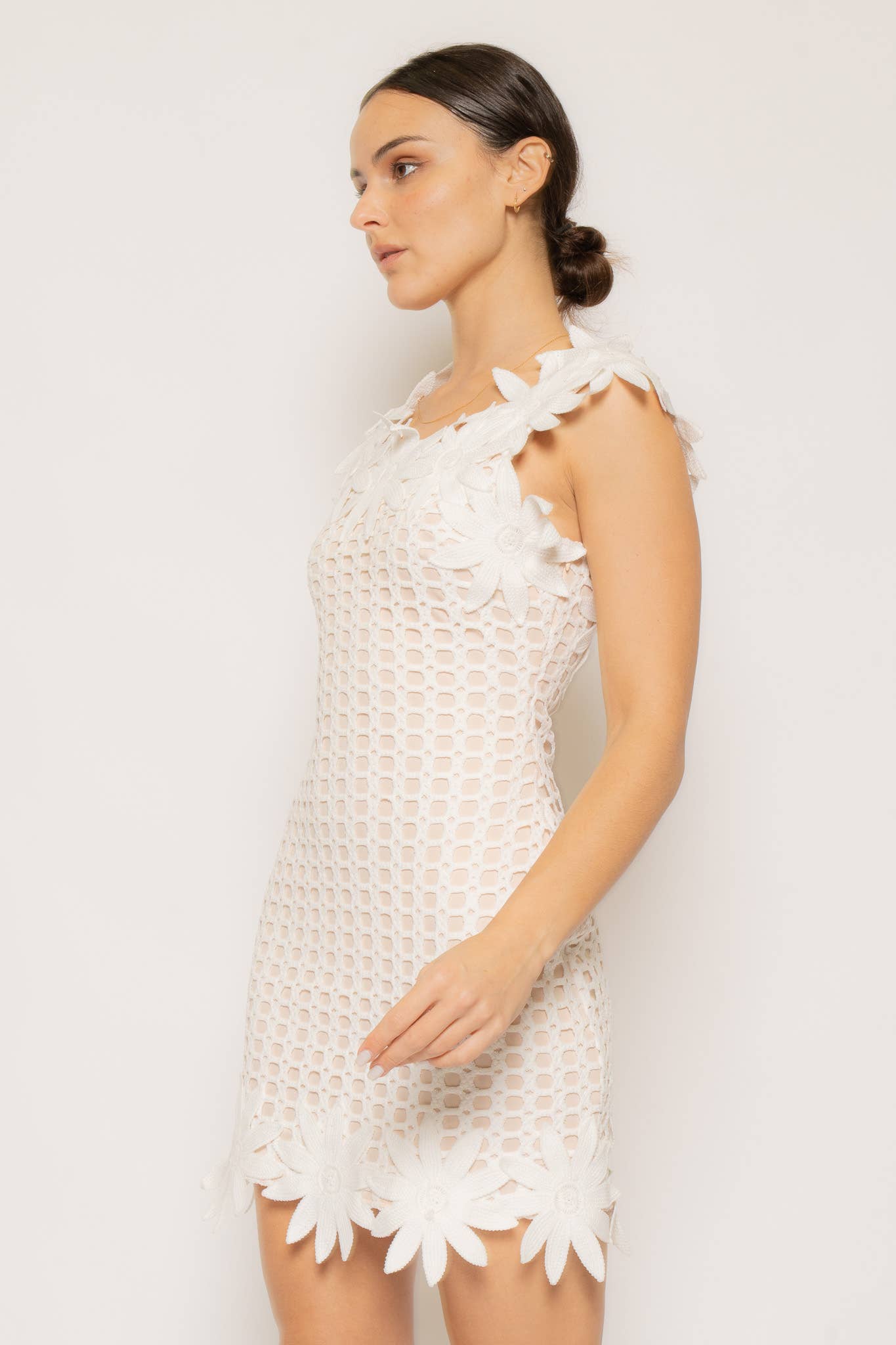 FLOWER KNITTING MINI DRESS